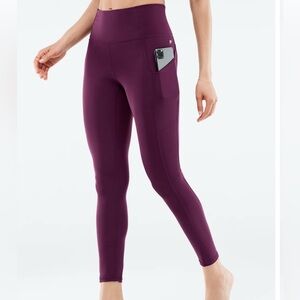Fabletics Leggings Women Size Small Burgundy Oasis PureLuxe High-Waist